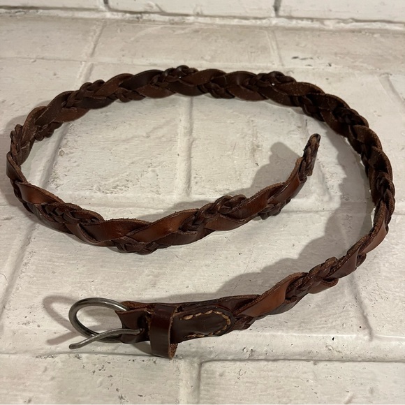Abercrombie XS Braided Genuine Brown Leather Belt - Picture 1 of 7